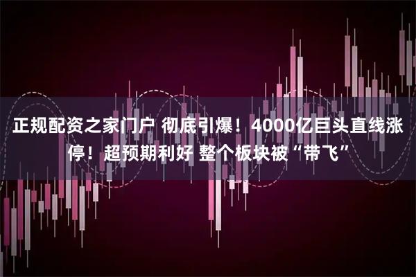 正规配资之家门户 彻底引爆！4000亿巨头直线涨停！超预期利好 整个板块被“带飞”